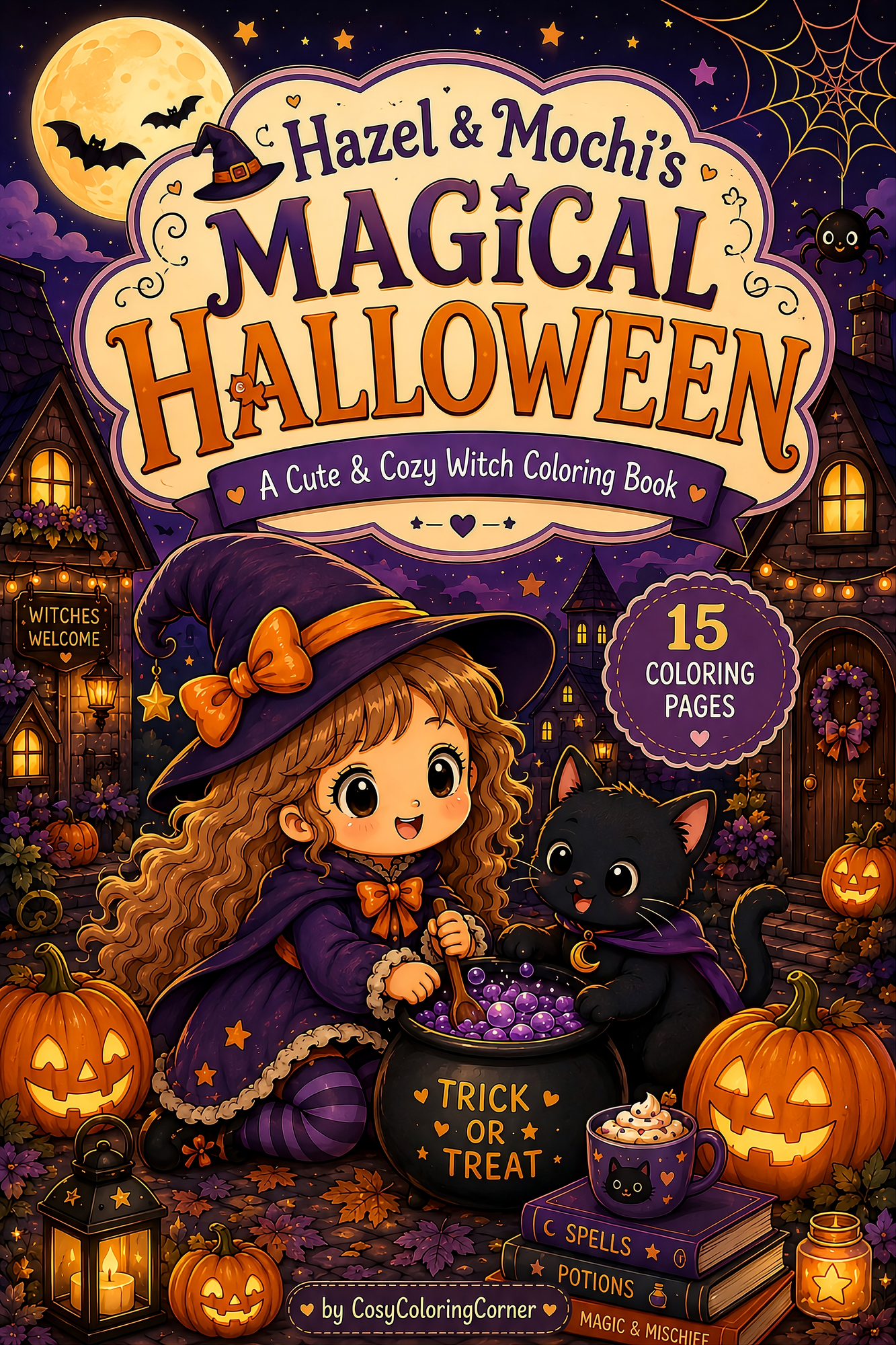 Hazel and Mochi's Magical Halloween coloring book
